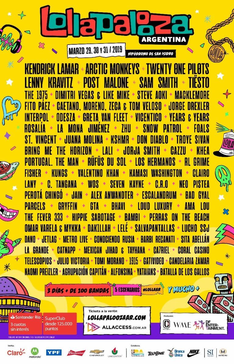 Lineup del Lollapalooza Argentina 2019: todos los artistas